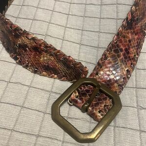 Melamed  snake print wide vintage brown Leather belt size large